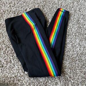 Black Kids Leggings with Rainbow Side Stripe spiritual gangster rainbow cs nwot